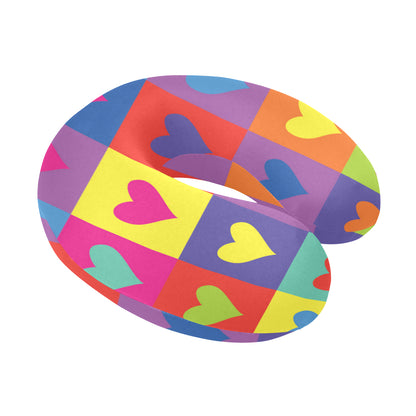 Pop Art Heart Pattern Print Design A01 U-Shaped Travel Neck Pillow