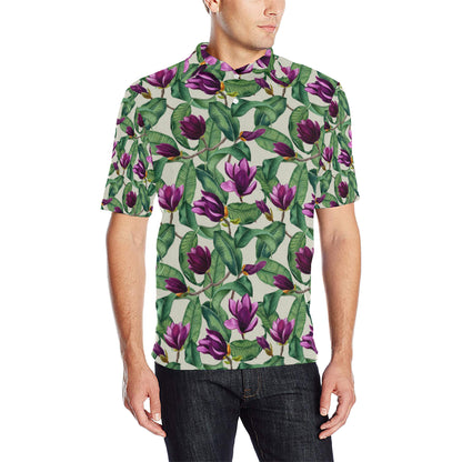 Magnolia Pattern Print Design MAG07 Men Polo Shirt