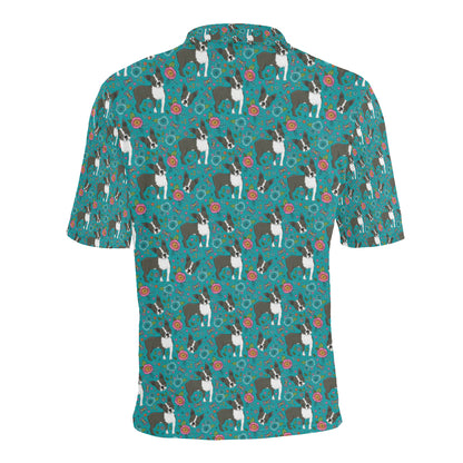 Boston Terrier Pattern Print Design 07 Men Polo Shirt