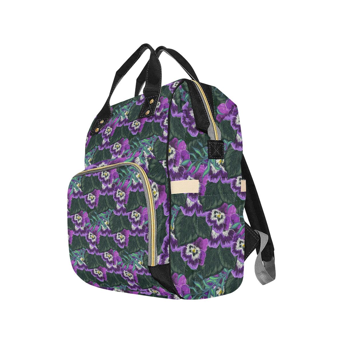 Pansy Pattern Print Design PS07 Diaper Bag Backpack