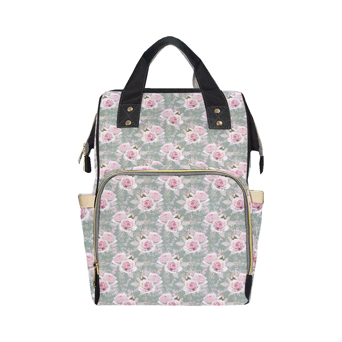 Rose White Pattern Print Design RO012 Diaper Bag Backpack