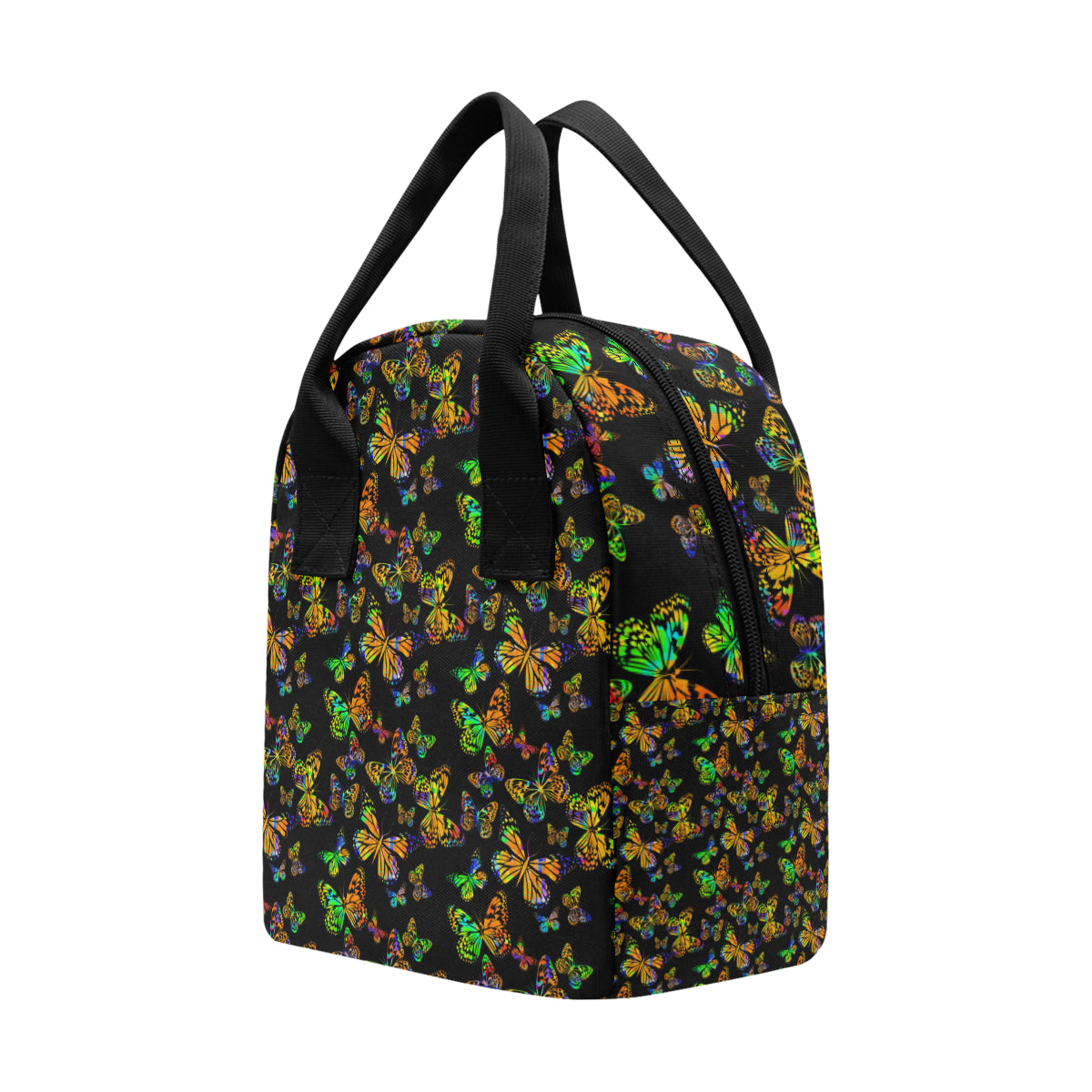 Butterfly Neon Color Print Pattern Insulated Lunch Bag