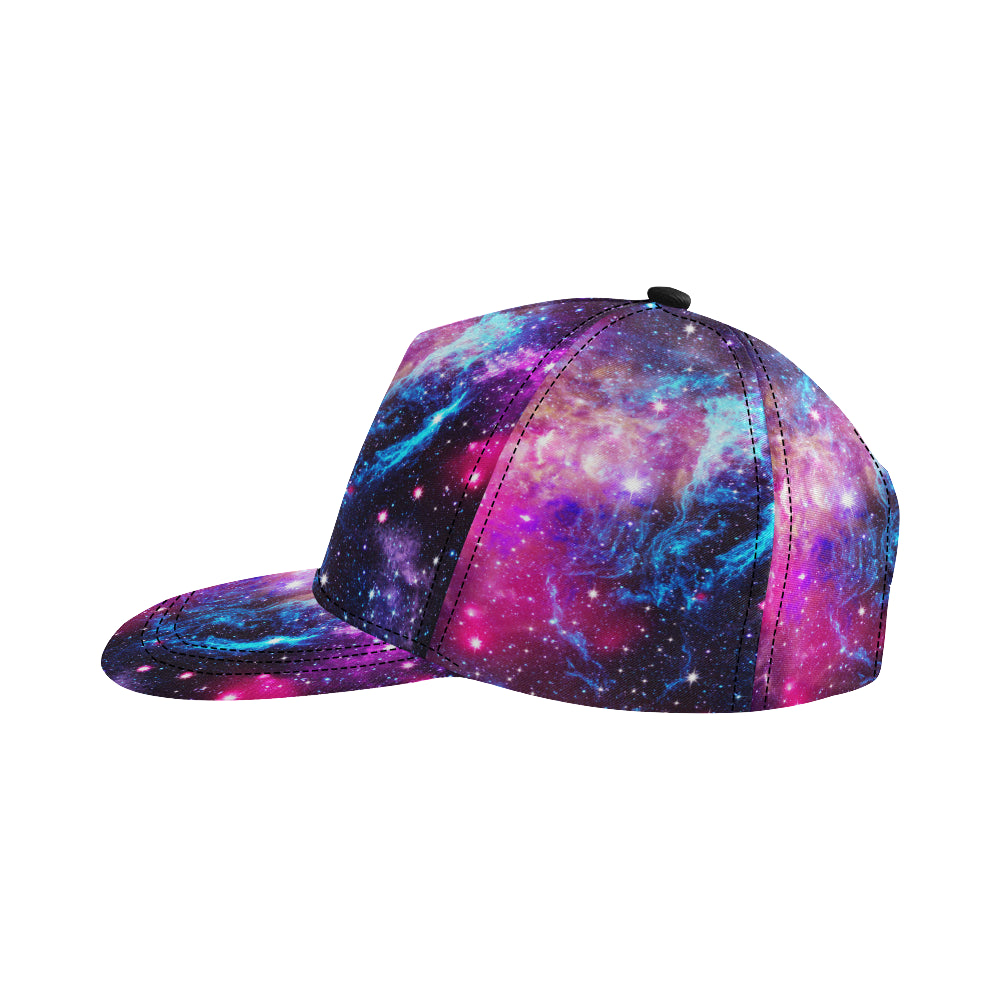 Galaxy Night Purple Space Print Snapback Cap