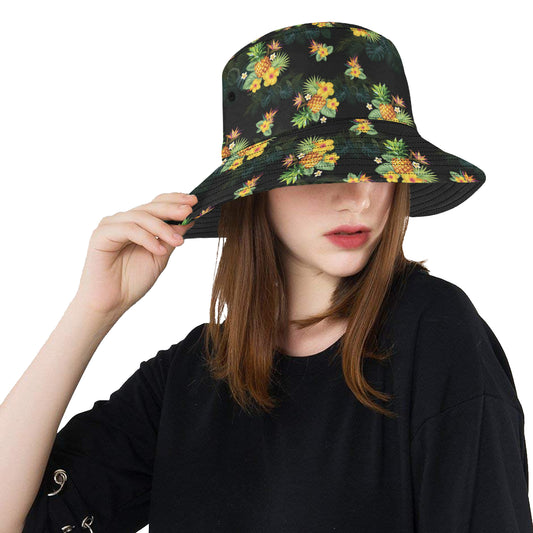 Pineapple Tropical Flower Print Pattern Unisex Bucket Hat