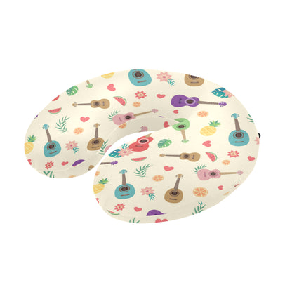 Ukulele Pattern Print Design 01 U-Shaped Travel Neck Pillow