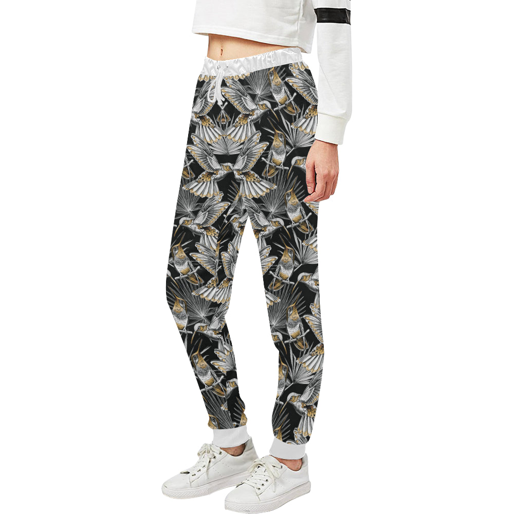 Hummingbird Gold Design Themed Print Unisex Sweatpants