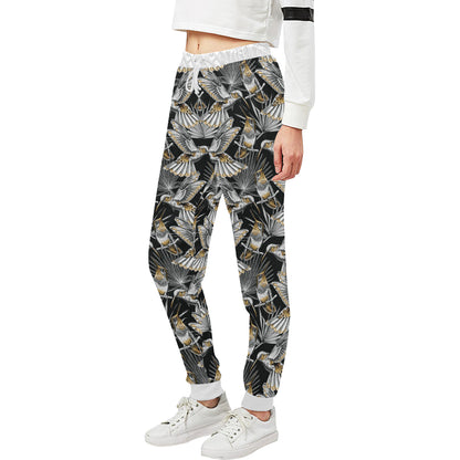 Hummingbird Gold Design Themed Print Unisex Sweatpants