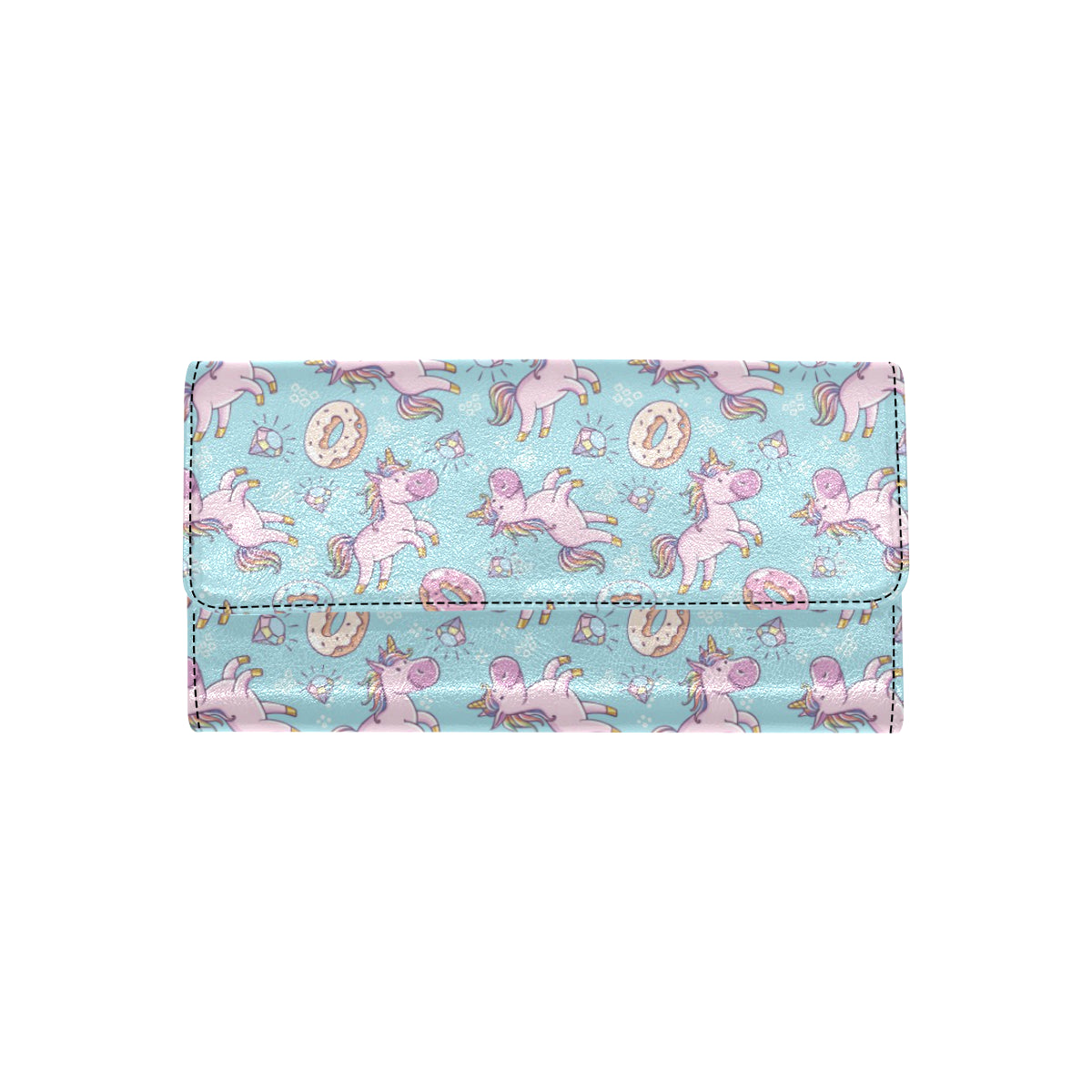 Donut Unicorn Pattern Print Design DN016 Women's Trifold Wallet