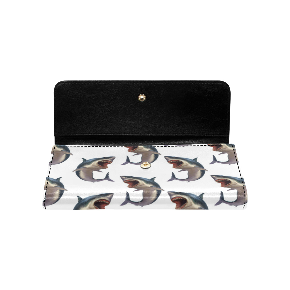 Great White Shark Pattern Print Design 03 Women's Trifold Wallet
