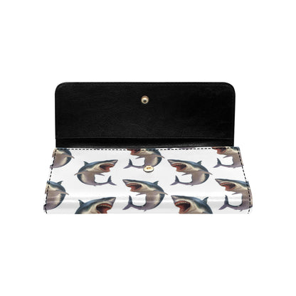 Great White Shark Pattern Print Design 03 Women's Trifold Wallet