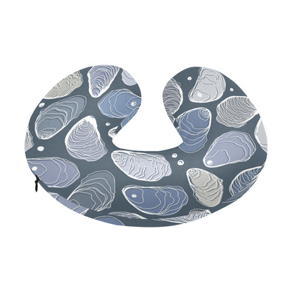 Oyster Pattern Print Design 02 U-Shaped Travel Neck Pillow