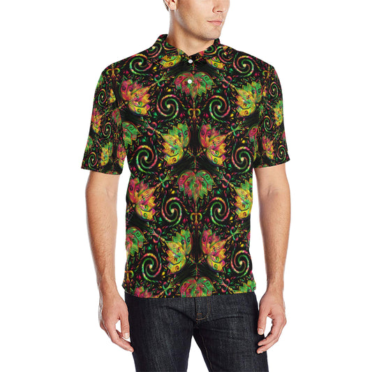 lotus Boho Pattern Print Design LO09 Men Polo Shirt