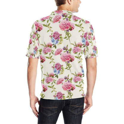 Carnations Pattern Print Design CN02 Men Polo Shirt
