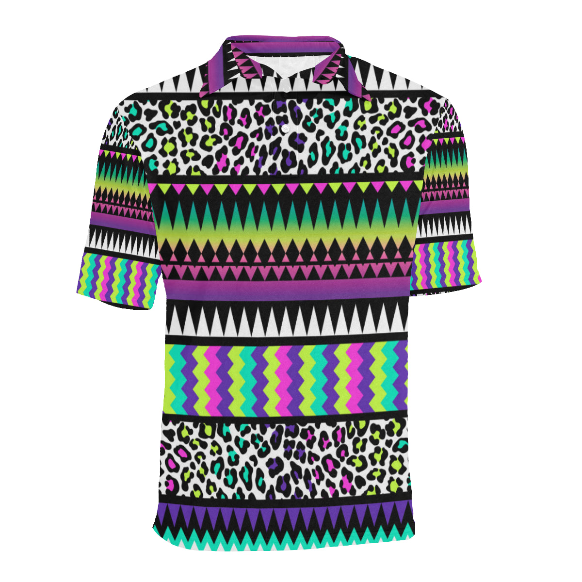 Animal Skin Aztec Rainbow Men Polo Shirt