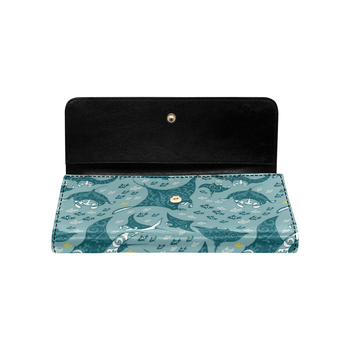 Manta Ray Tribal Pattern Print Design 03 Women's Trifold Wallet
