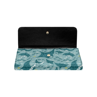 Manta Ray Tribal Pattern Print Design 03 Women's Trifold Wallet