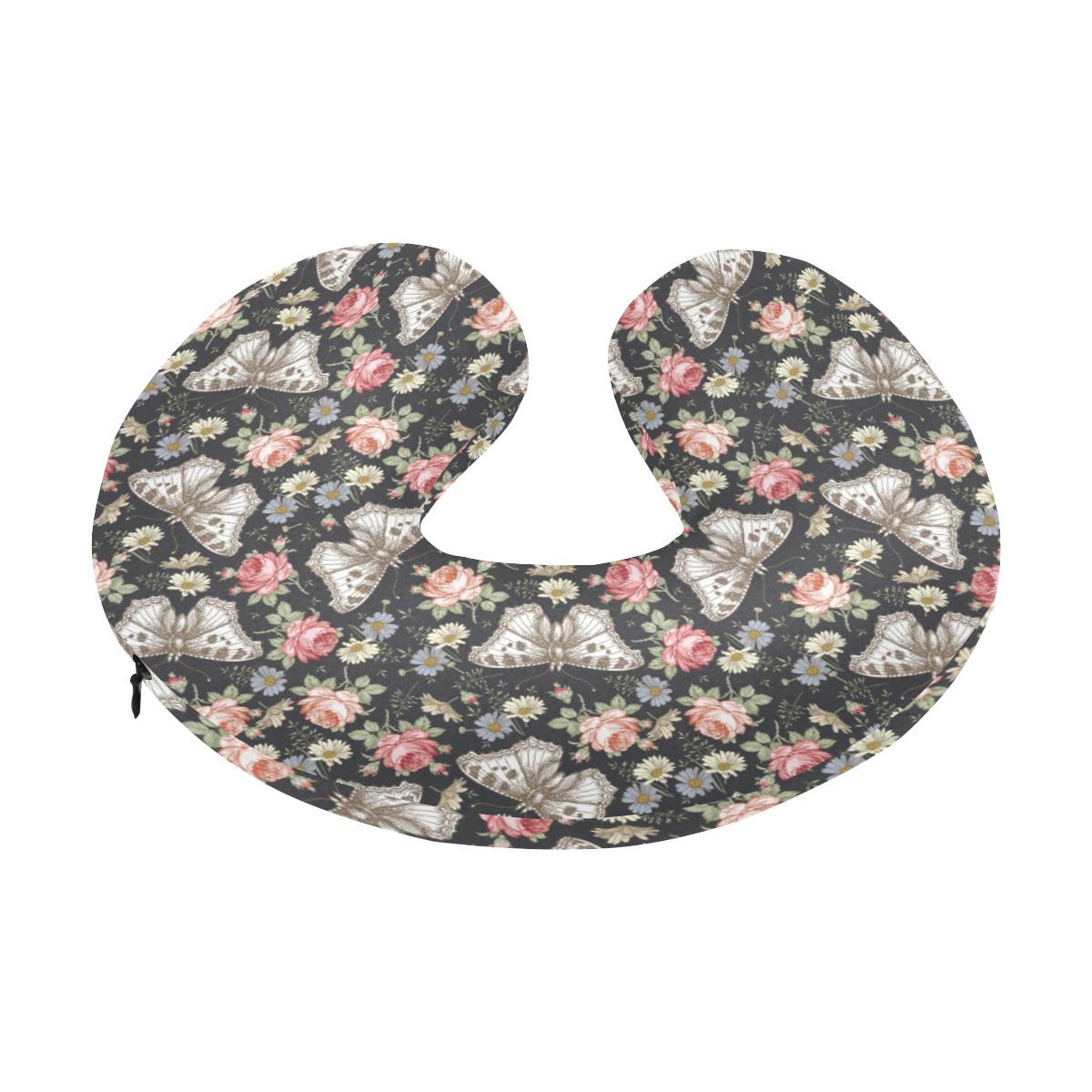 Butterfly Flower Pattern Print Design 07 U-Shaped Travel Neck Pillow