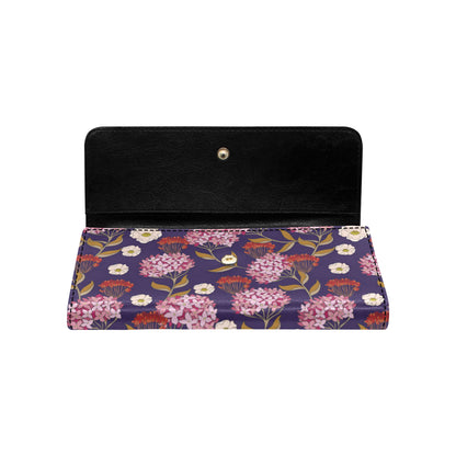 Hydrangea Pattern Print Design HD010 Women's Trifold Wallet