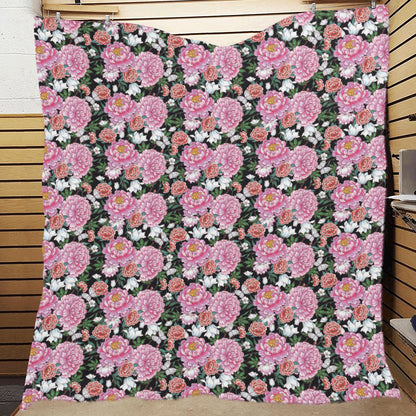 Dahlia Pattern Print Design 02 Premium Quilt