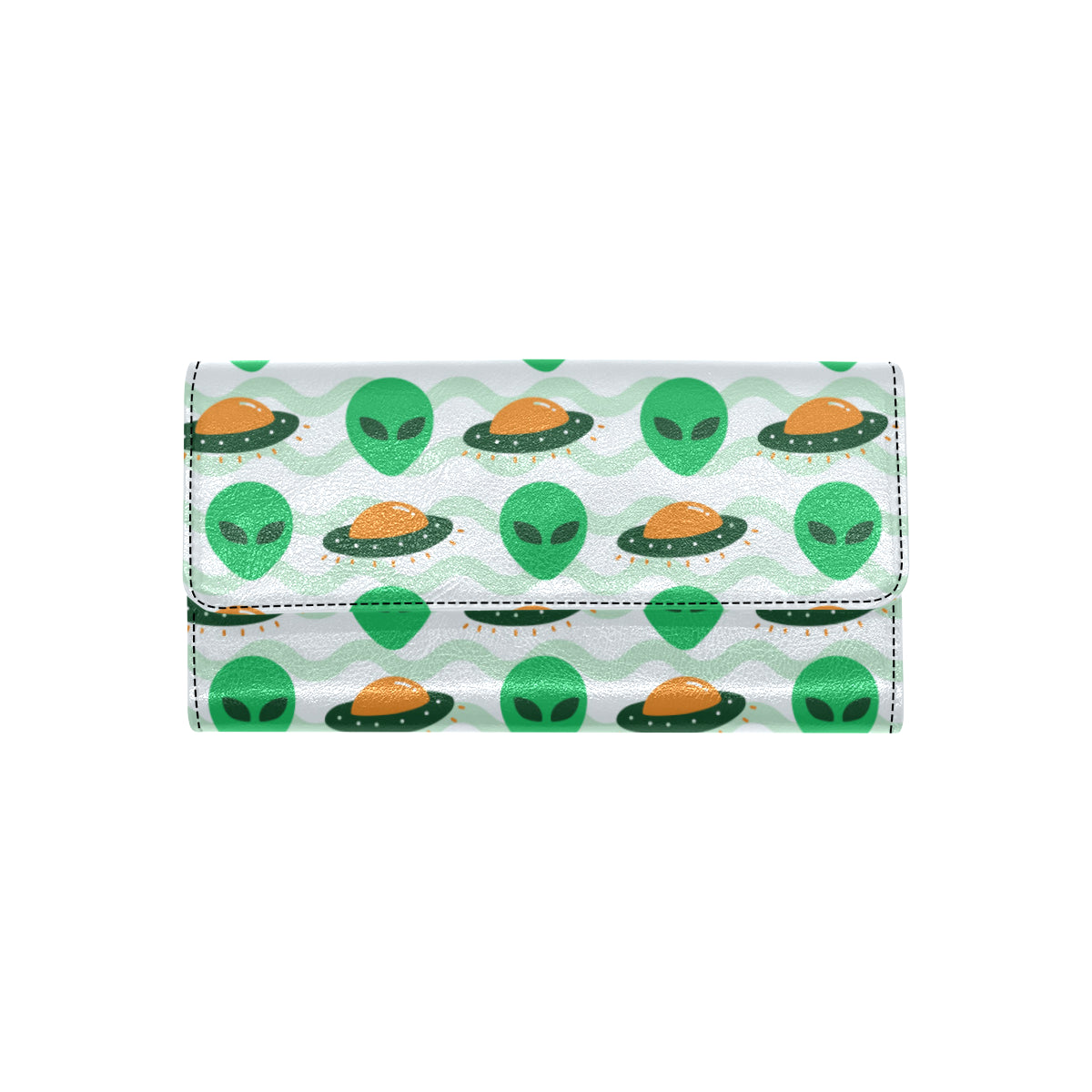 Alien UFO Pattern Print Design 04 Women's Trifold Wallet