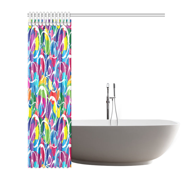 Peace Sign Colorful Pattern Print Design A02 Shower Curtain