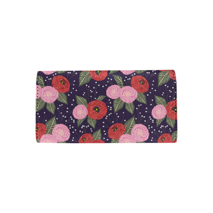 Camellia Pattern Print Design CM02 Women's Trifold Wallet