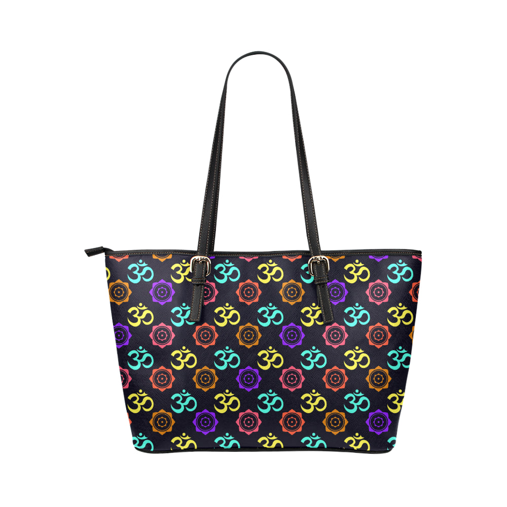 Chakra OM Print Pattern Leather Tote Bag