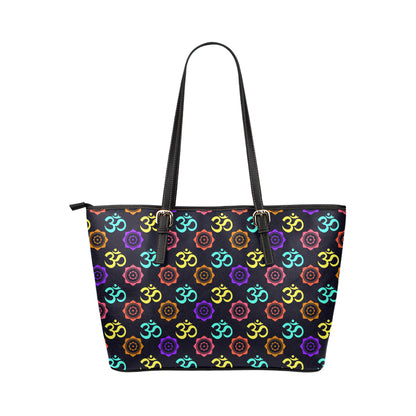 Chakra OM Print Pattern Leather Tote Bag
