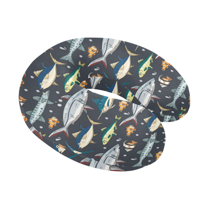 Swordfish Pattern Print Design 04 U-Shaped Travel Neck Pillow
