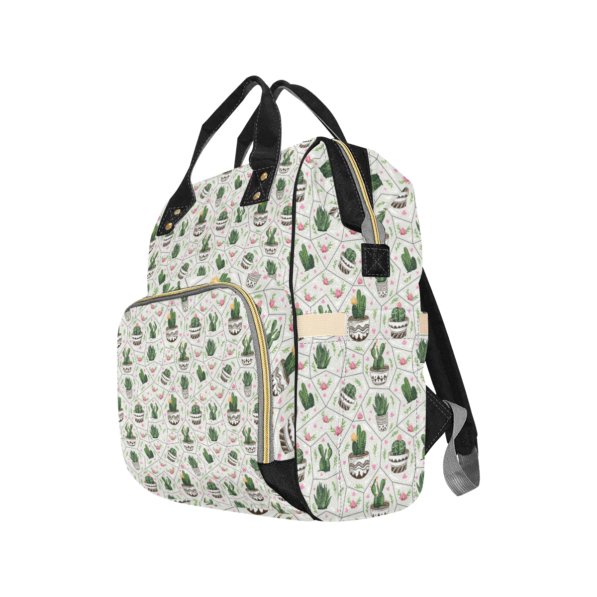 Cactus Pattern Print Design 04 Diaper Bag Backpack