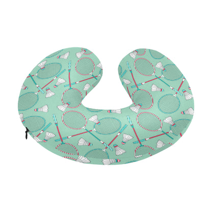 Badminton Pattern Print Design 05 U-Shaped Travel Neck Pillow