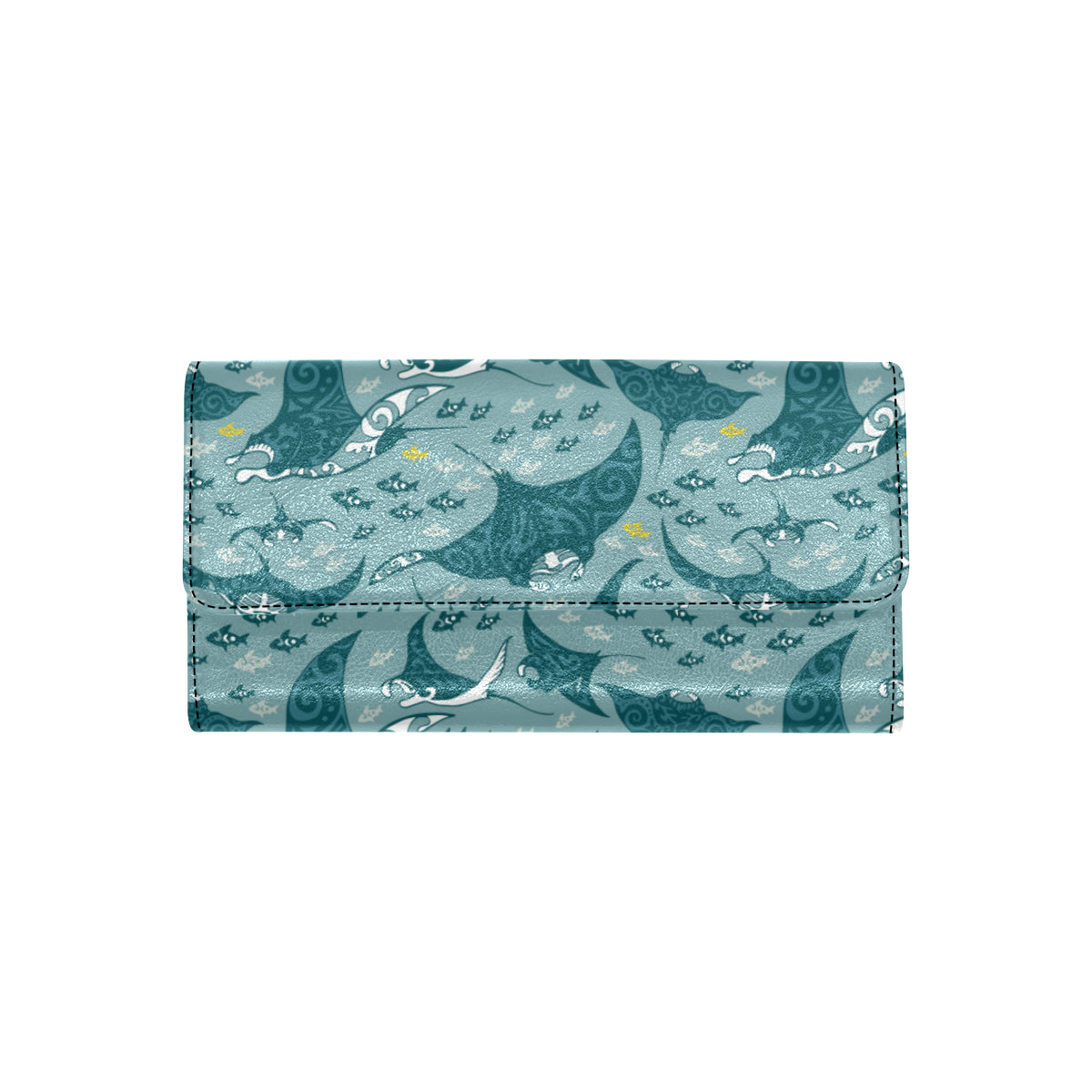 Manta Ray Tribal Pattern Print Design 03 Women's Trifold Wallet