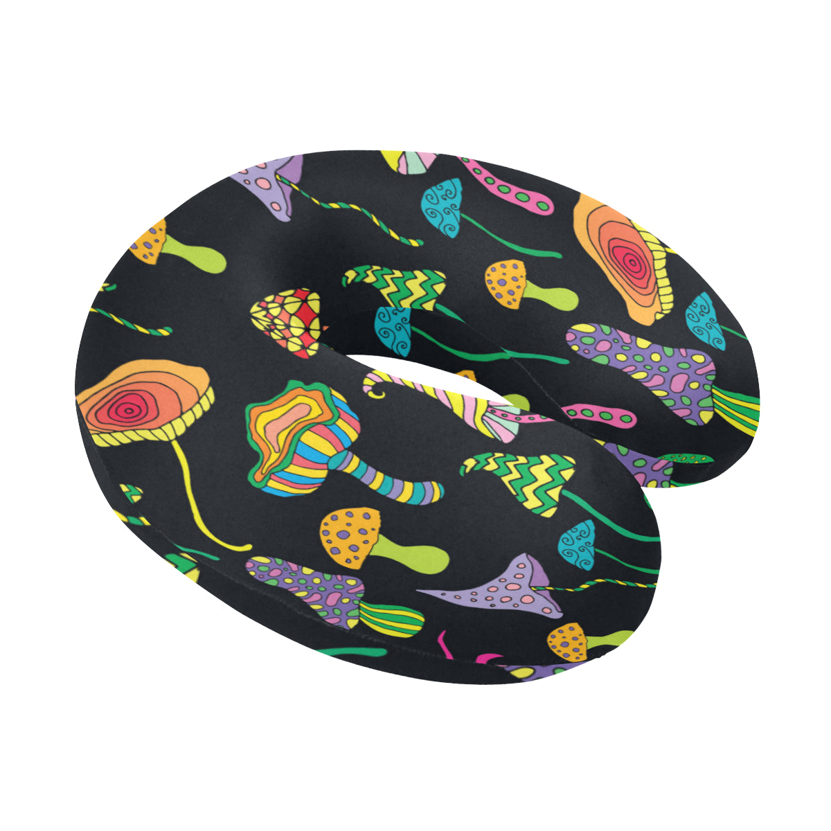 Psychedelic Mushroom Pattern Print Design A02 U-Shaped Travel Neck Pillow
