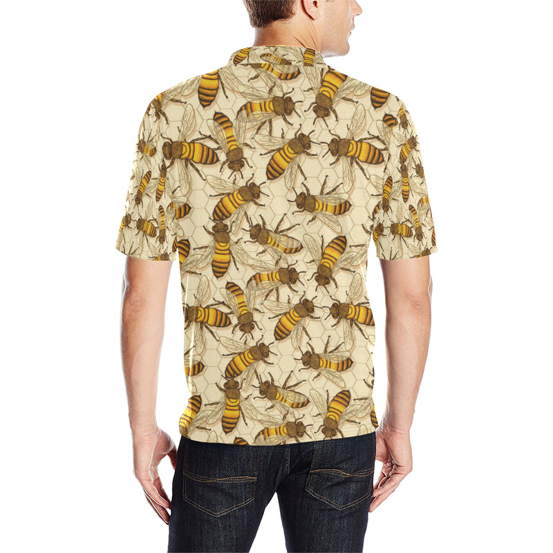 Bee Pattern Print Design BEE05 Men Polo Shirt