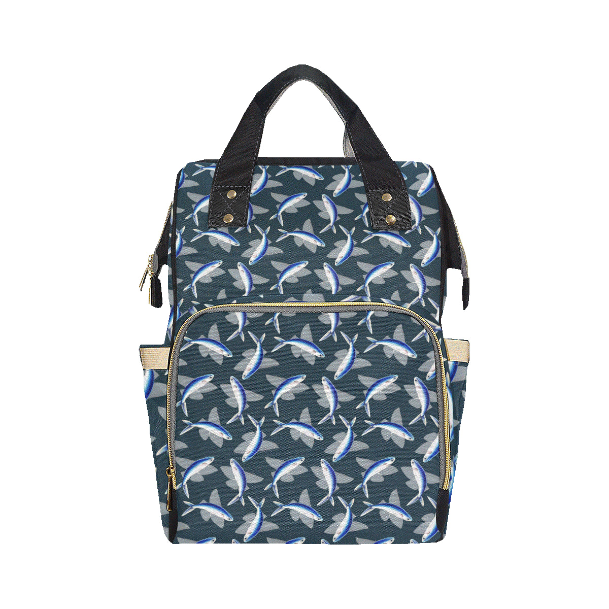 Flying Fish Pattern Print Design 04 Diaper Bag Backpack