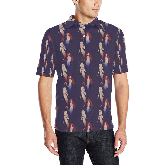 Mermaid Pattern Print Design 02 Men Polo Shirt