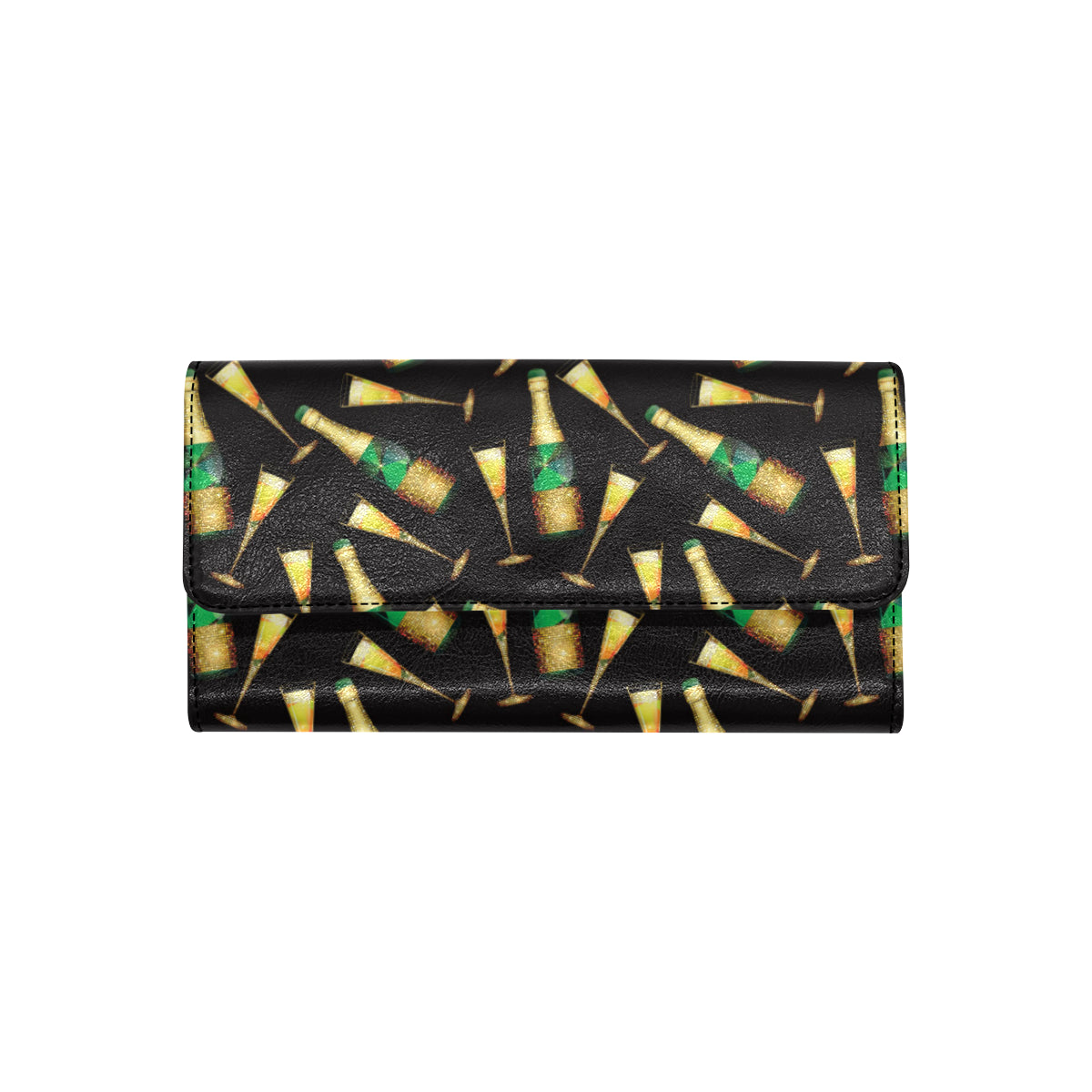 Champagne Pattern Print Design 02 Women's Trifold Wallet