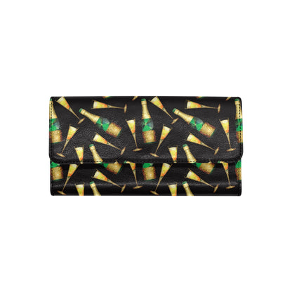 Champagne Pattern Print Design 02 Women's Trifold Wallet