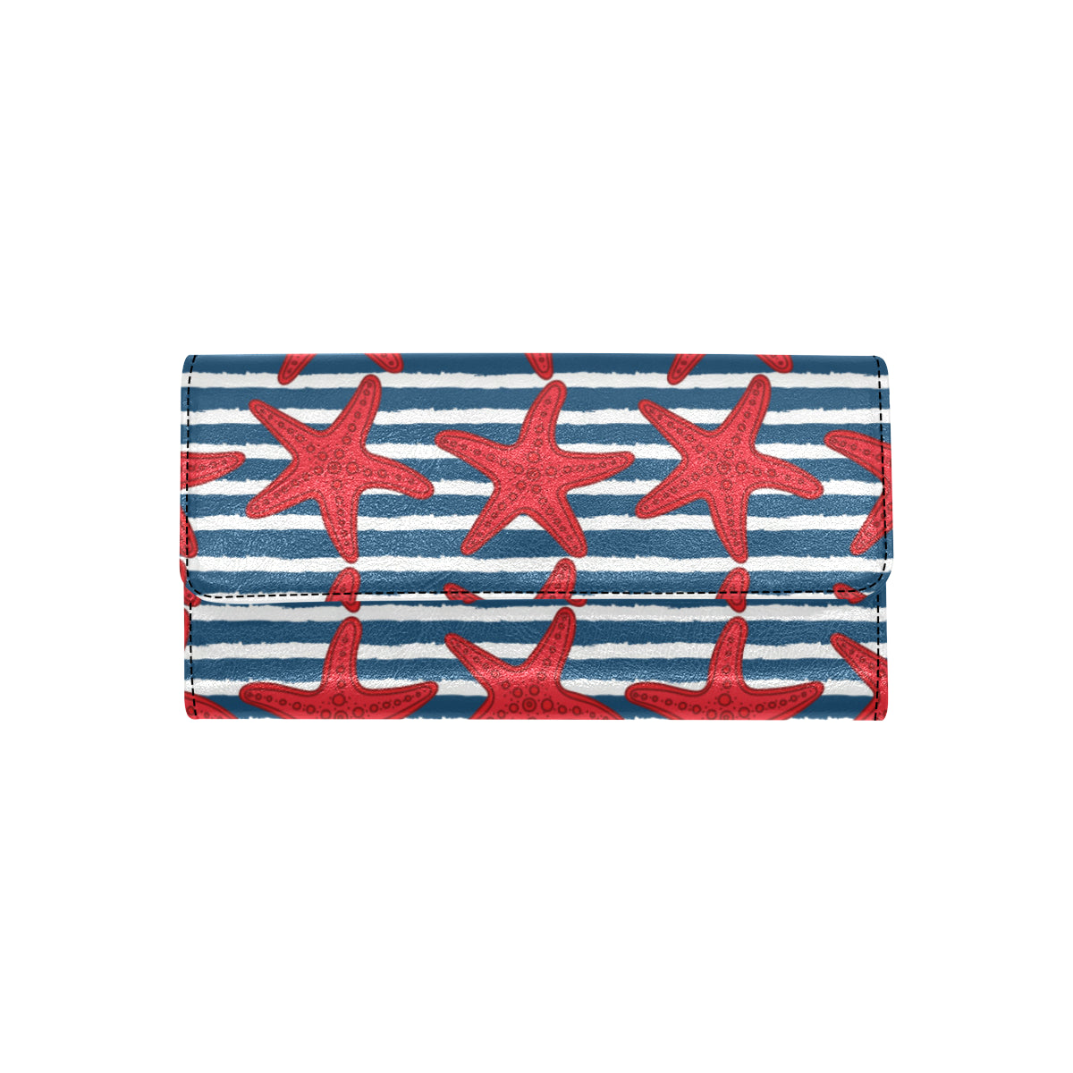 Starfish Red Pattern Print Design 02 Women's Trifold Wallet