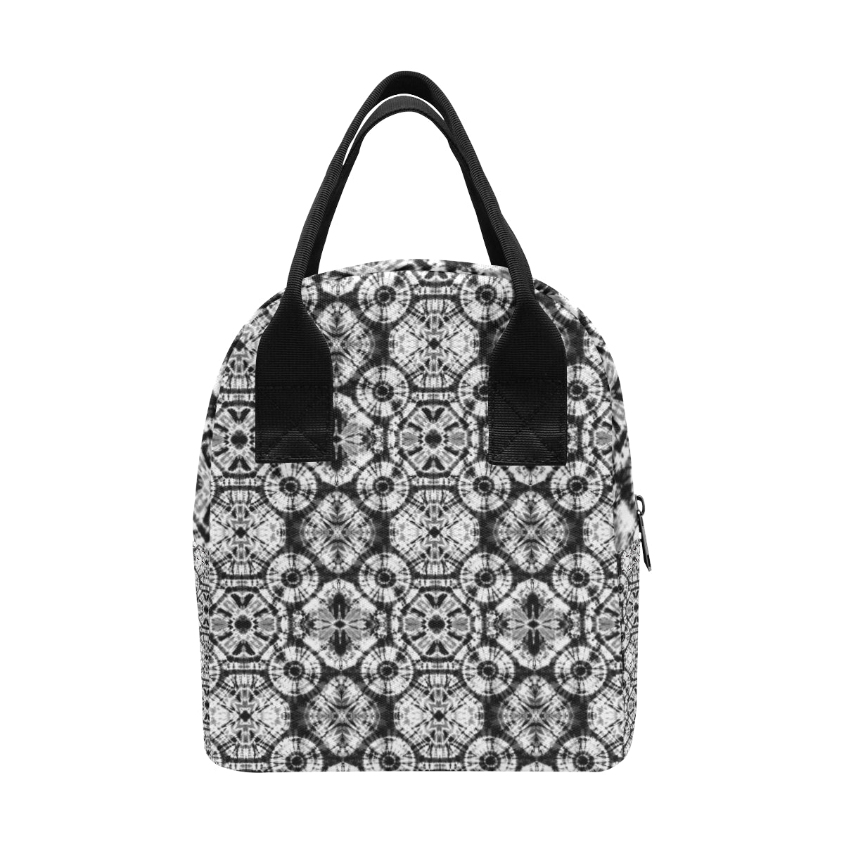 Tie Dye Black White Design Print Insulated Lunch Bag
