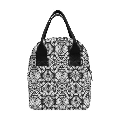 Tie Dye Black White Design Print Insulated Lunch Bag