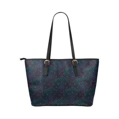 Boho Floral Mandala Leather Tote Bag