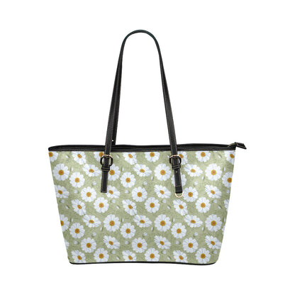 Daisy Yellow Print Pattern Leather Tote Bag
