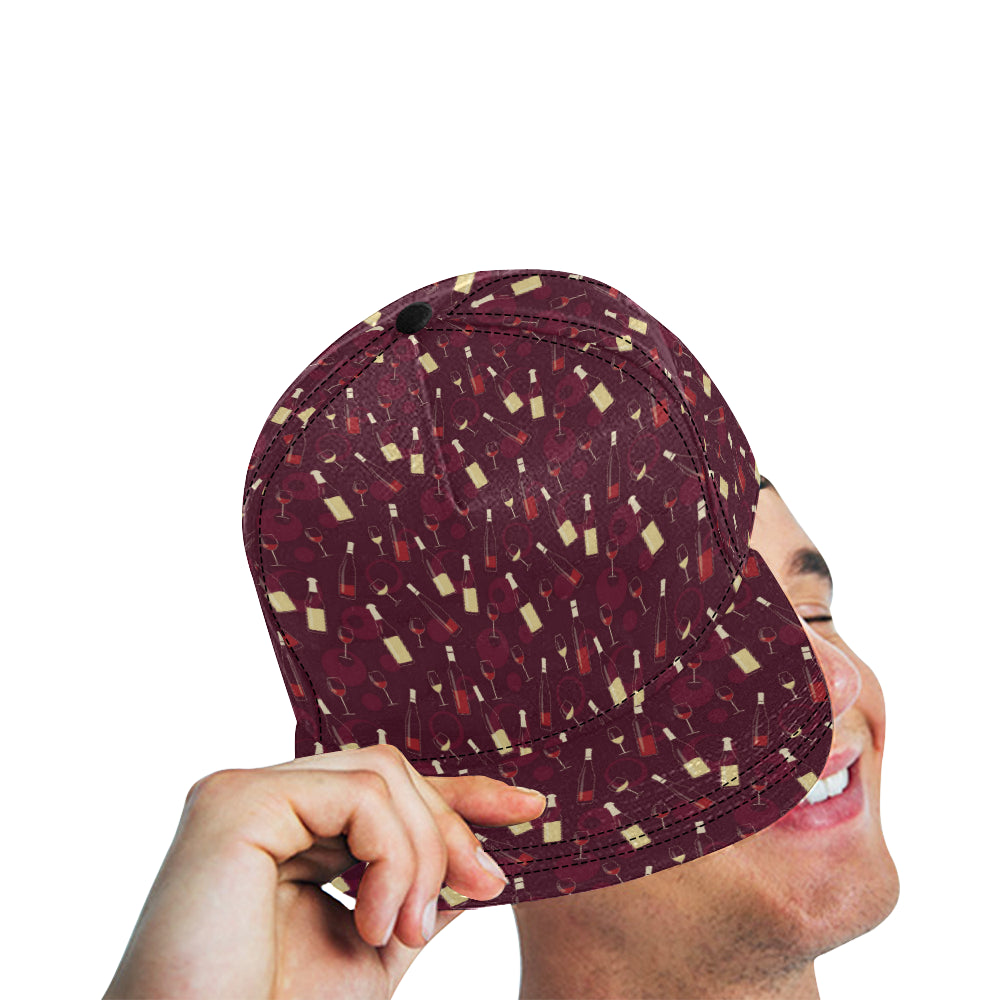 Wine Themed Pattern Print Snapback Cap