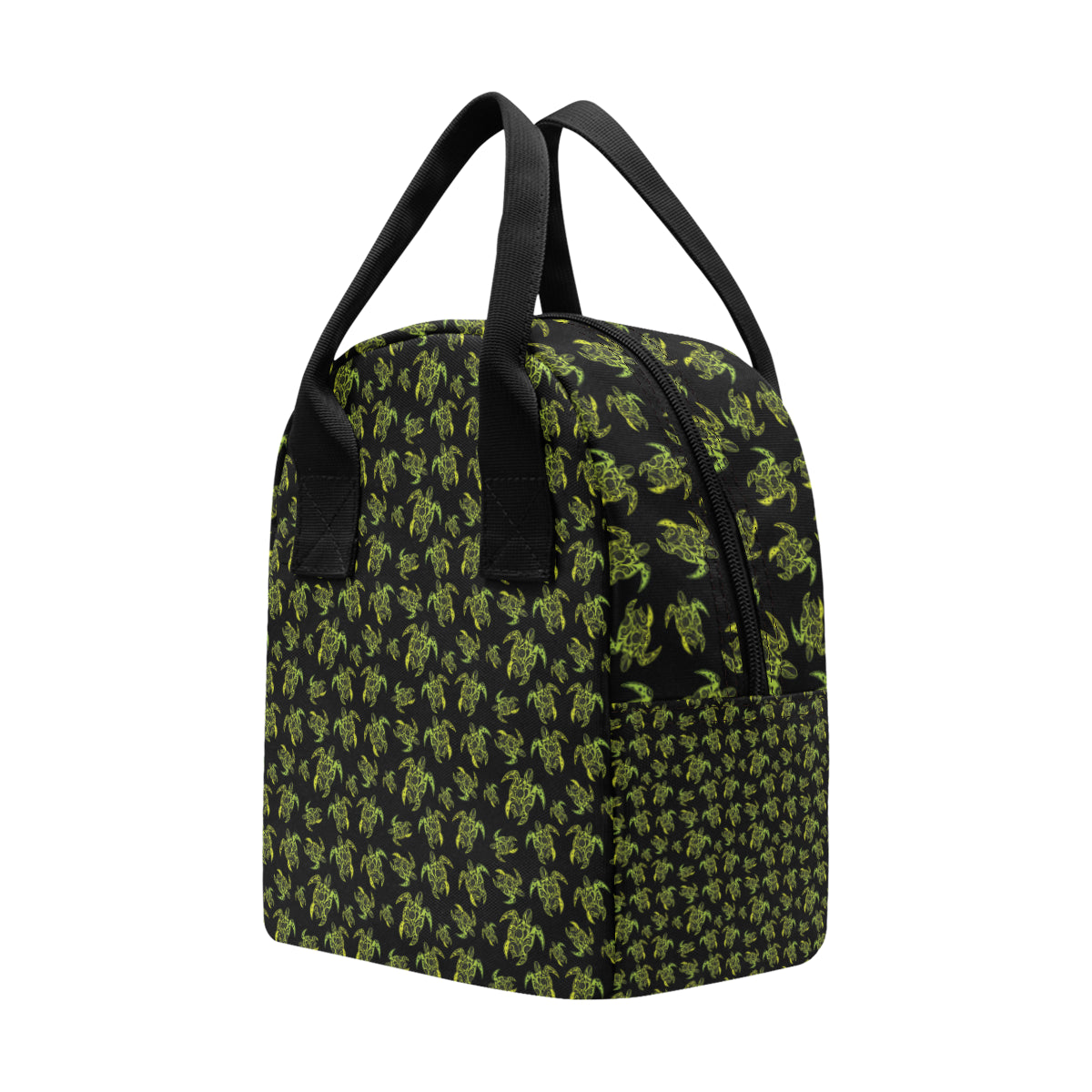 Green Tribal Turtle Polynesian Themed Insulated Lunch Bag