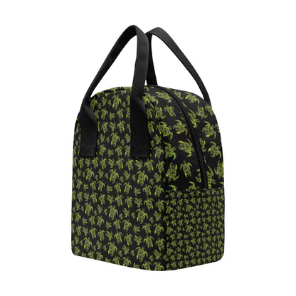 Green Tribal Turtle Polynesian Themed Insulated Lunch Bag
