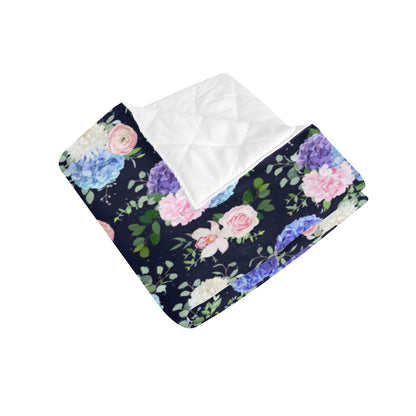 Hydrangea Pattern Print Design HD01 Premium Quilt