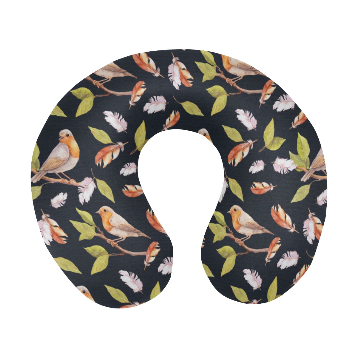 Birds Pattern Print Design 02 U-Shaped Travel Neck Pillow
