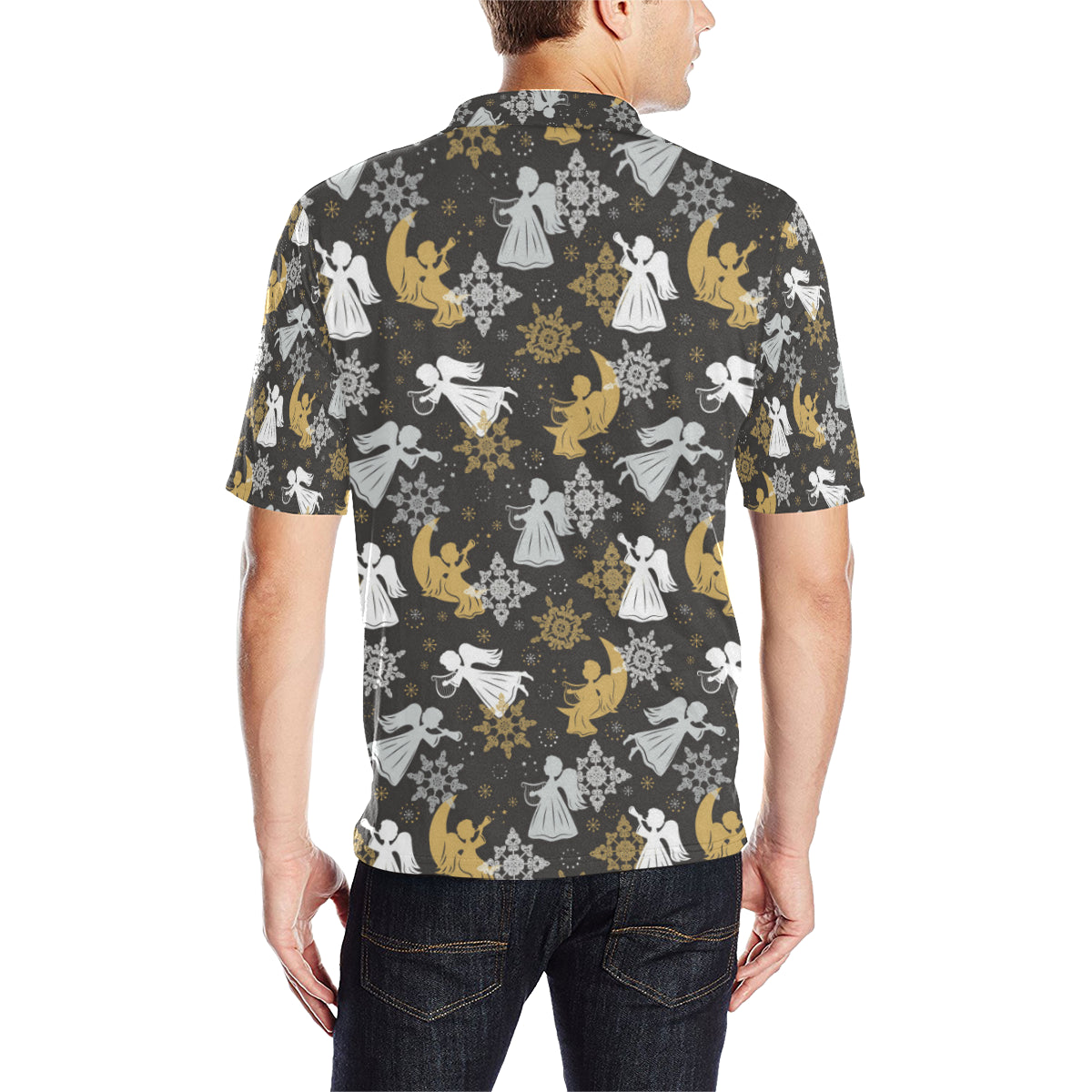Angel Pattern Print Design 04 Men Polo Shirt