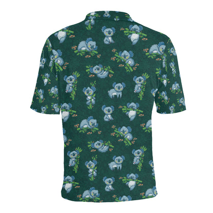 Koala Blue Design Print Men Polo Shirt